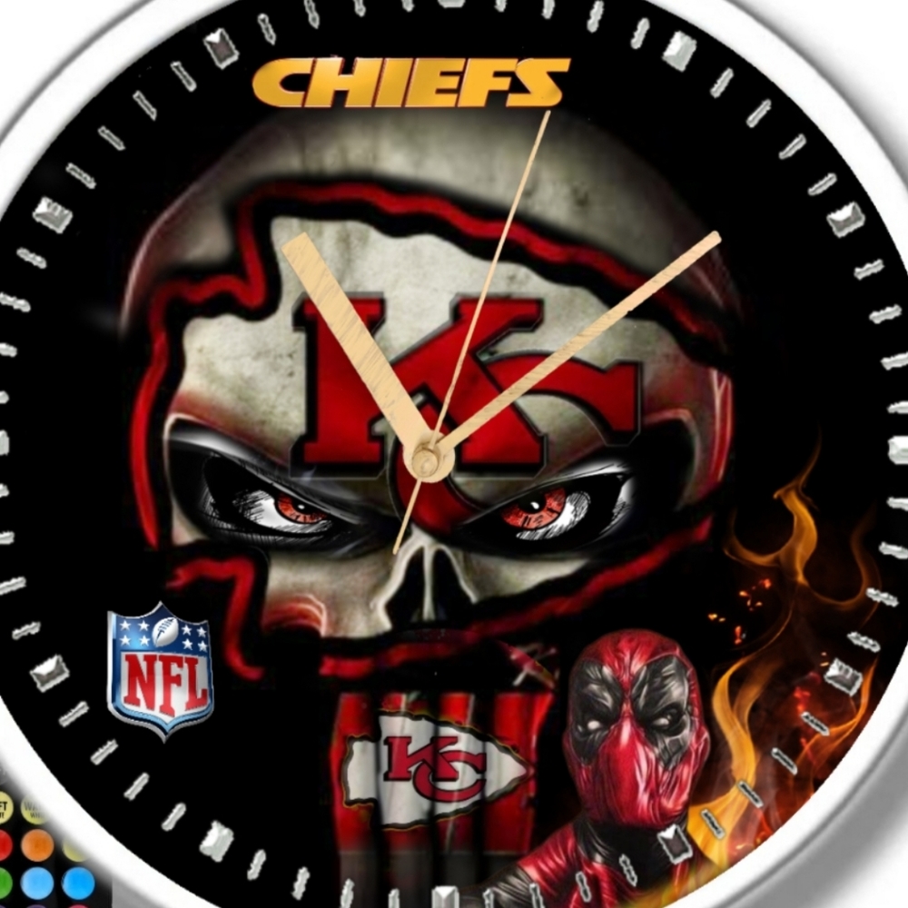 Kansas City Chiefs football clock w led lights - Picture 3 of 3